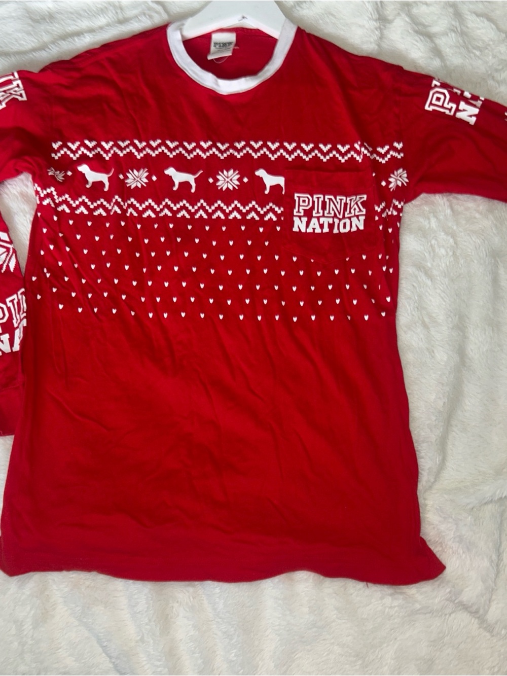 PINK Victoria's Secret Red Long-Sleeve Graphic Tee